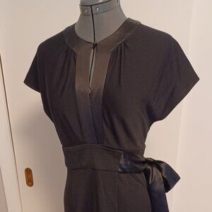 Diane Von Furstenberg Wool Satin Svetlana Keyhole Wrap Dress